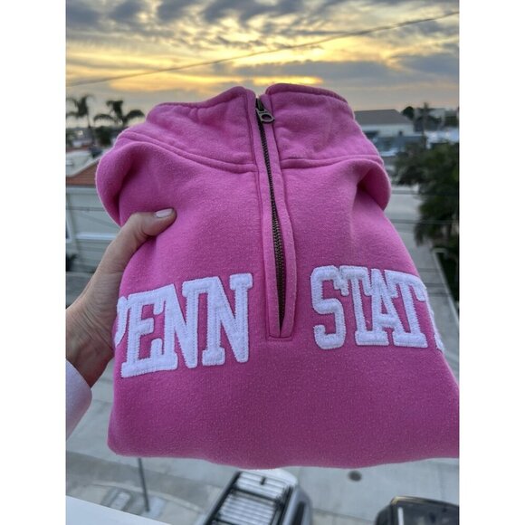 Vintage Y2K Penn State Nittany Lions pink 1/4 zip sweatshirt preppy logo M - Picture 2 of 8